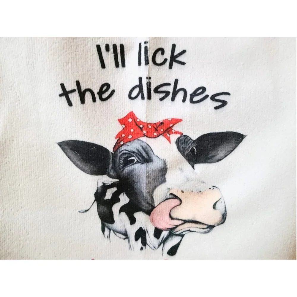 Farmhouse Kitchen Towels Set Cow Decor Country Cottage Decoration Dish Cloths
